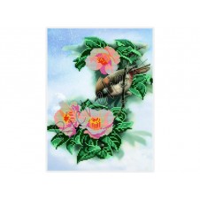 Схема для частичной вышивки бисером "Цветы с птицей"